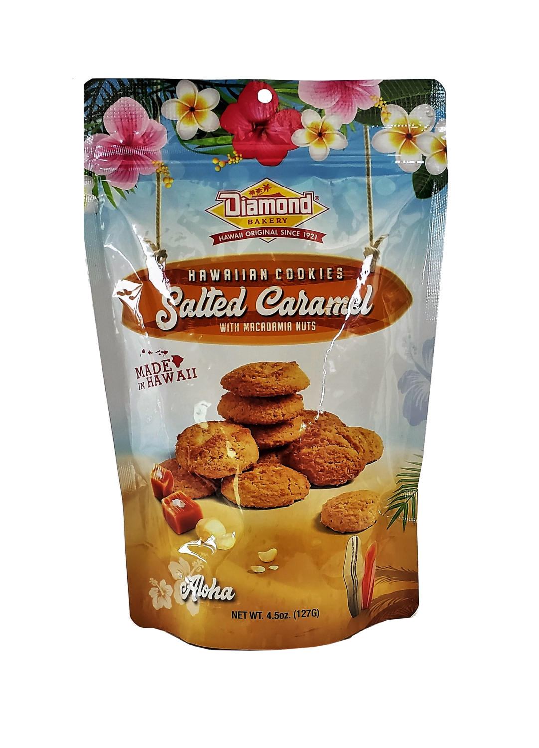 Diamond Bakery Hawaiian Cookies Salted Caramel w/ Mac Nuts 4.5 oz.