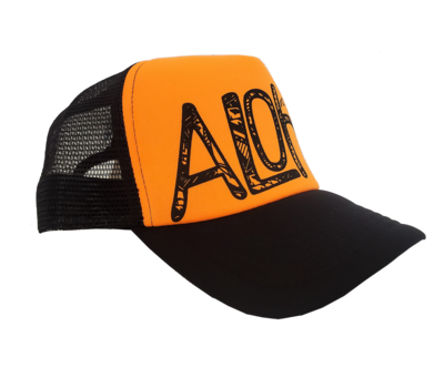 Hawaiian Headwear Tribal Aloha Foam Trucker Hat - Orange