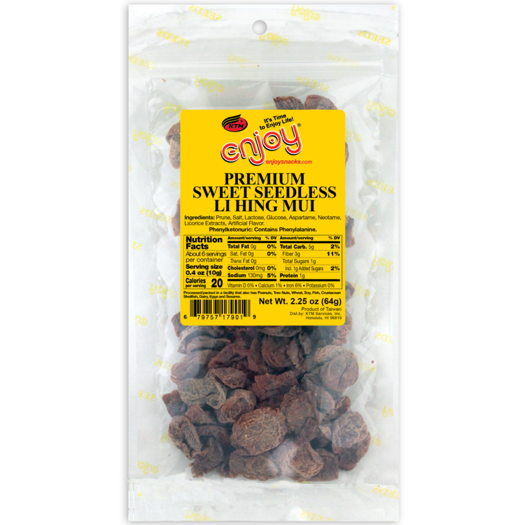Enjoy Premium Sweet Seedless Li Hing Mui 2.25oz