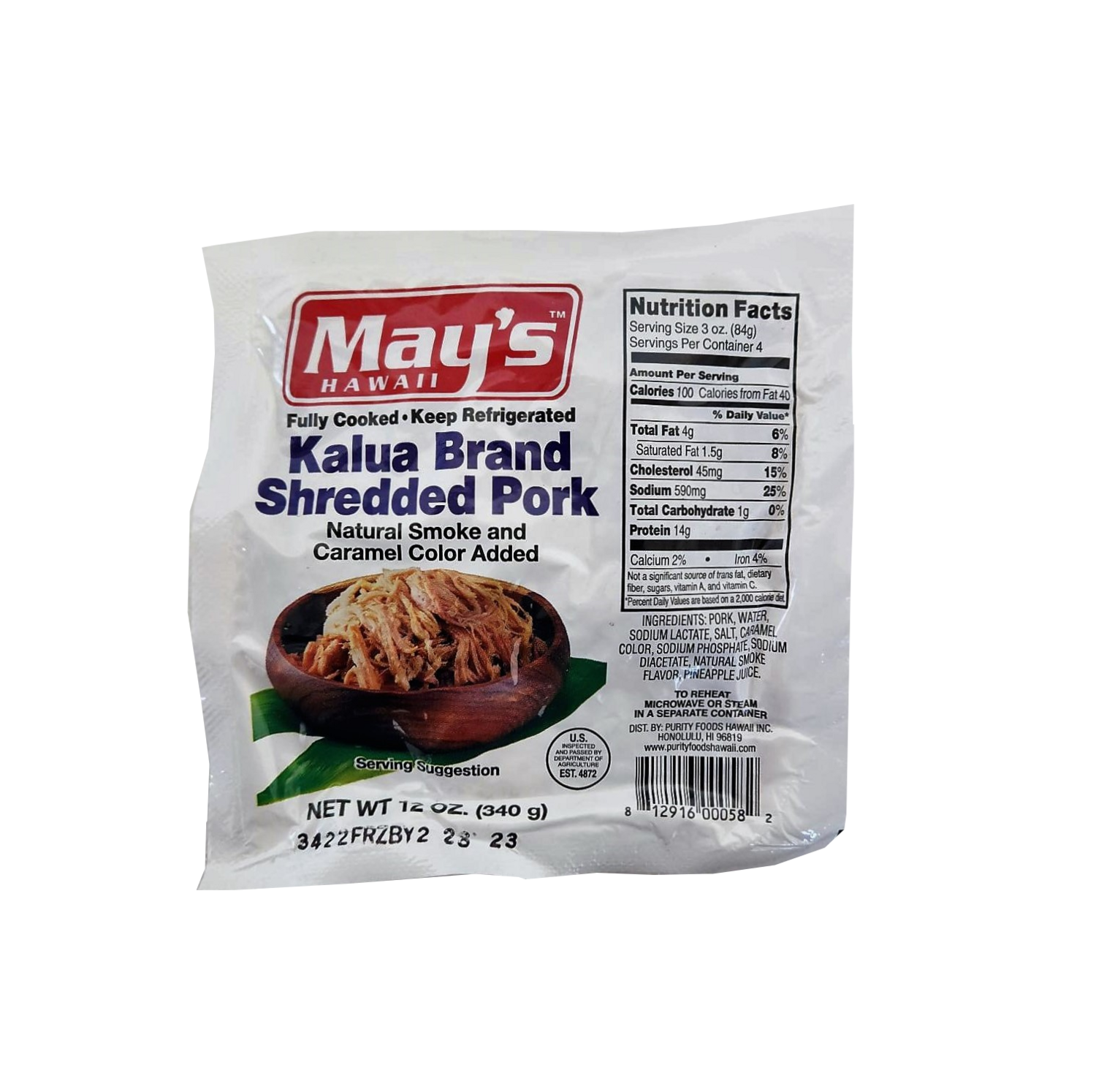 May's Kalua Brand Shredded Pork 12oz.