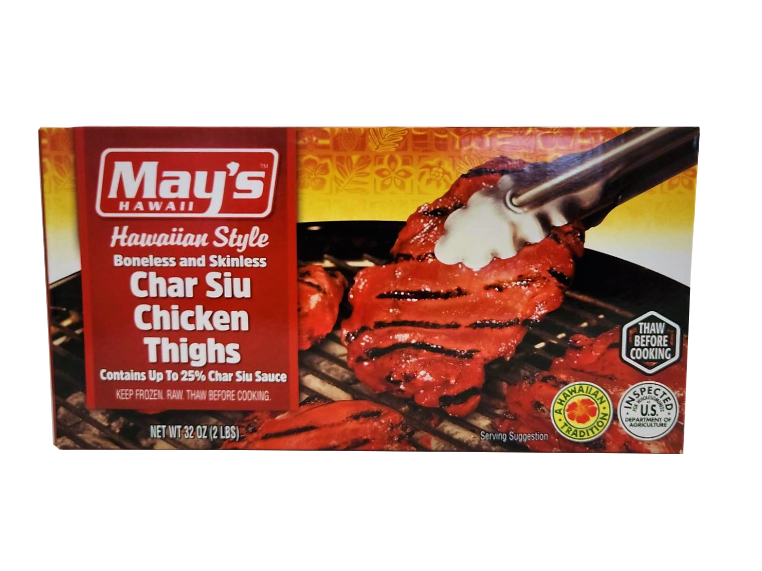 May's Hawaiian Style Boneless and Skinless Char Siu Chicken Thighs 2 lb.