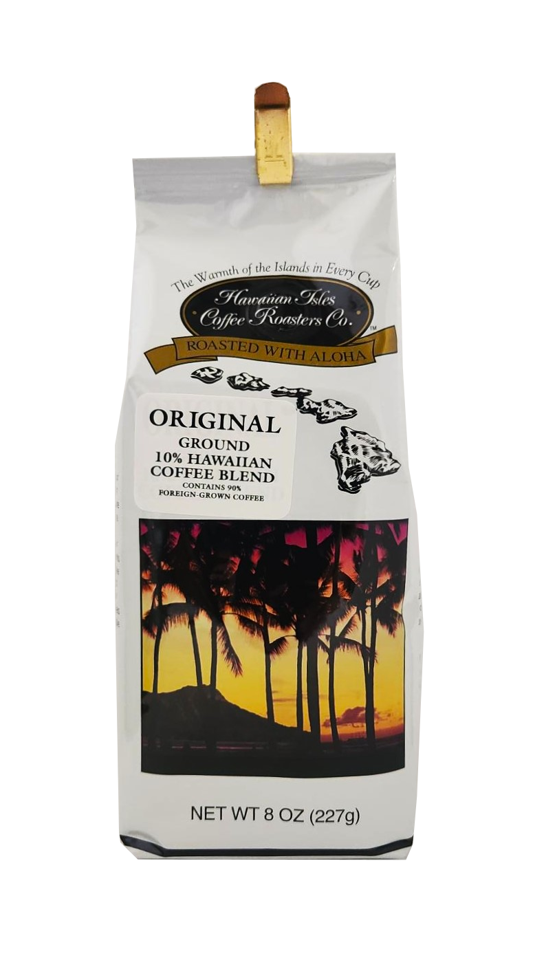 Hawaiian Isles Coffee Roasters Co. Original Ground Coffee 10% Hawaiian Coffee Blend 8oz.