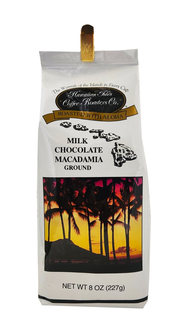 Hawaiian Isles Coffee Roasters Co. Milk Chocolate Macadamia Ground Coffee 8oz.