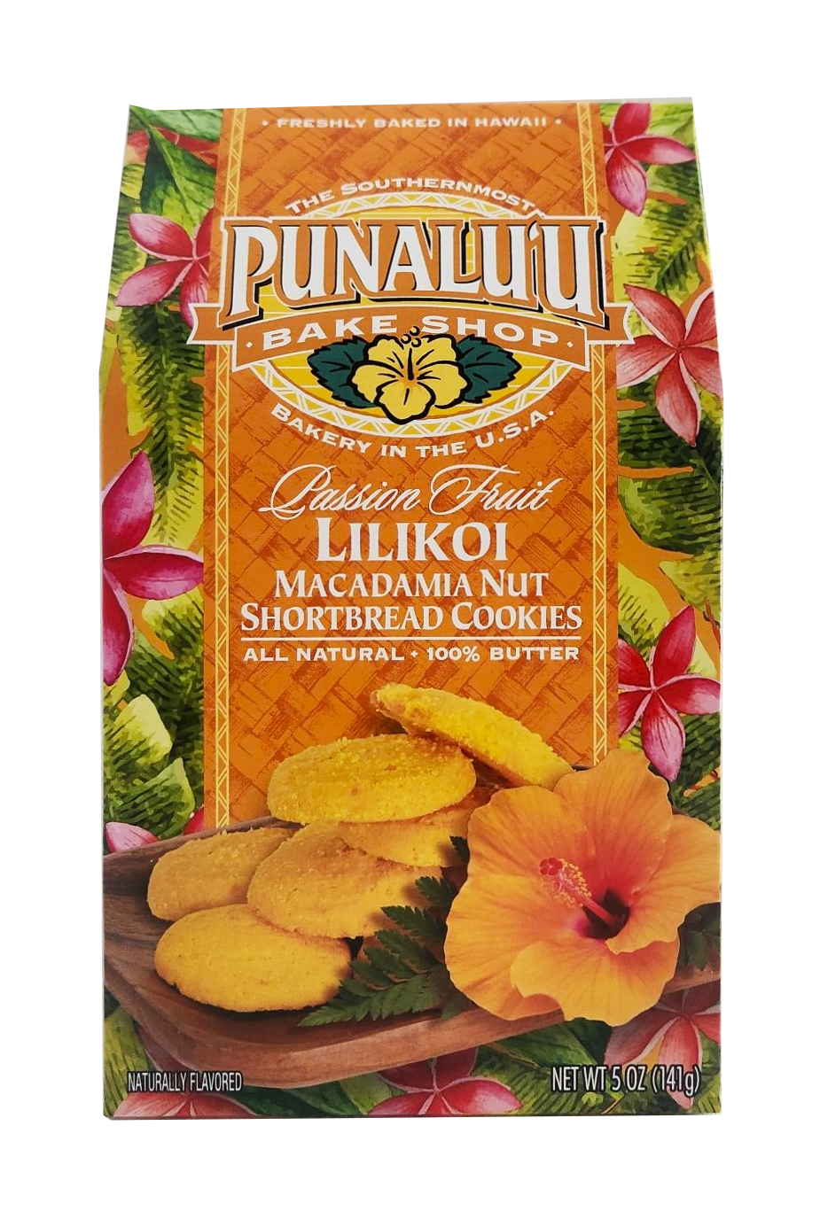 Punalu'u Bake Shop Cookies - Lilikoi Macadamia Nut Shortbread Cookies 5oz.