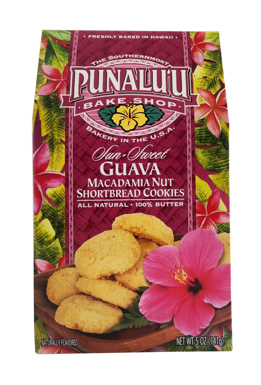 Punalu'u Bake Shop Cookies - Guava Macadamia Nut Shortbread Cookies 5oz.