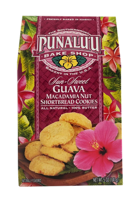 Punalu'u Bake Shop Cookies - Guava Macadamia Nut Shortbread Cookies 5oz.