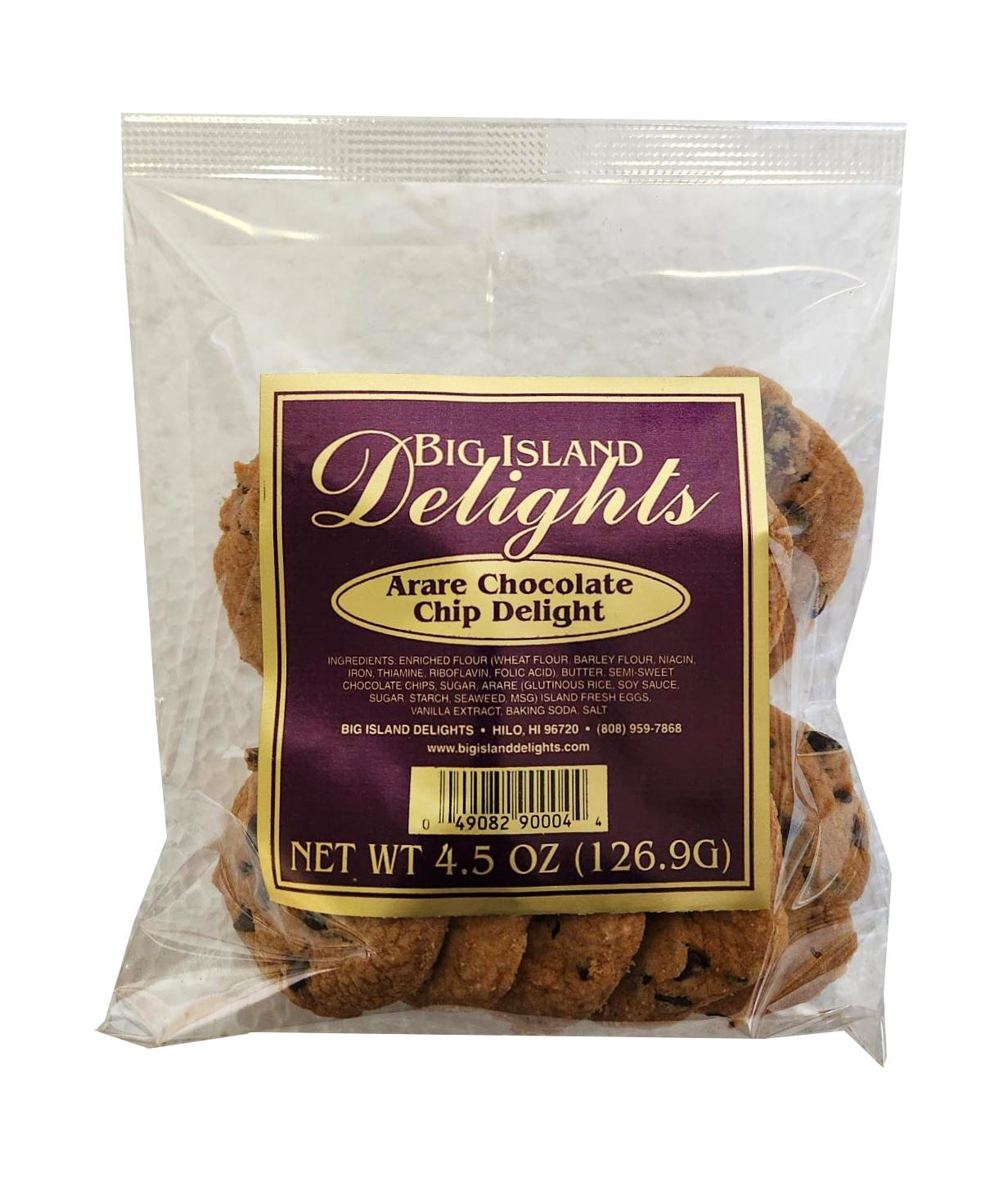 Big Island Delights Cookies - Arare Chocolate Chip Delight 4.5oz.  **SHORT DATED SALE 10/26**