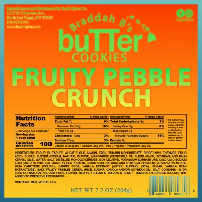 Braddah B's Butter Cookies - Tootie Fruity Crunch 7.2oz.