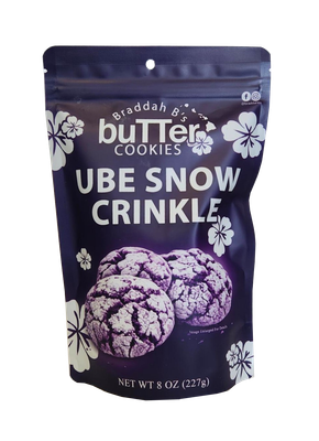 Braddah B's Butter Cookies - Ube Snow Crinkle Cookies 8oz.