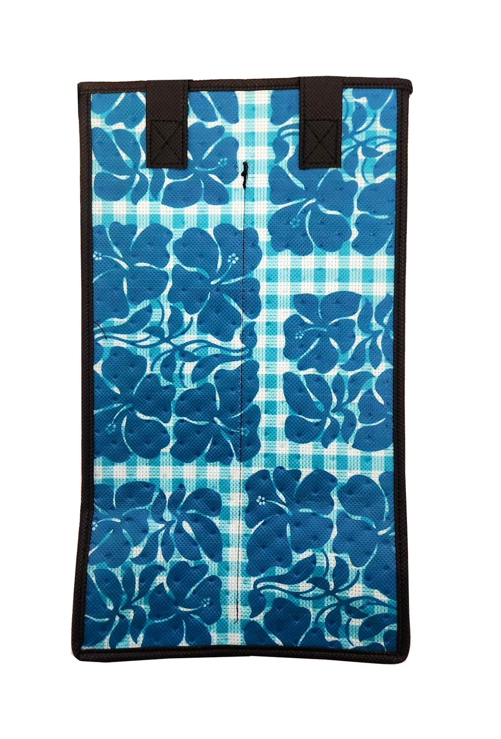 Tropical Paper Garden - Double Wine Bag- HIBISCUS CUT TURQ