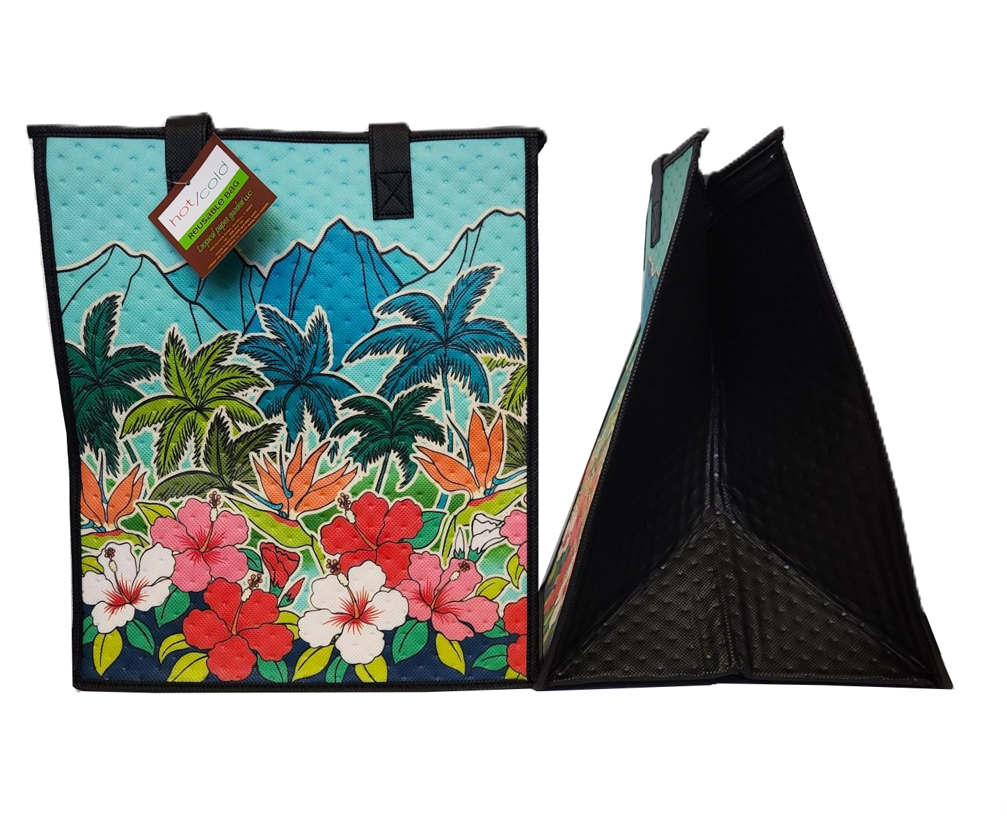 Tropical Paper Garden - Insulated Large Bag - HIBISCUS HORIZON AQUA LRG