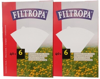 Filtropa White Filters #6, 40 count box, 20 box CASE