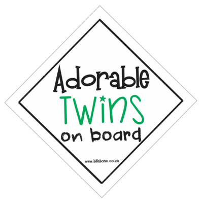Adorable Twins On Board Car Sign or Sticker