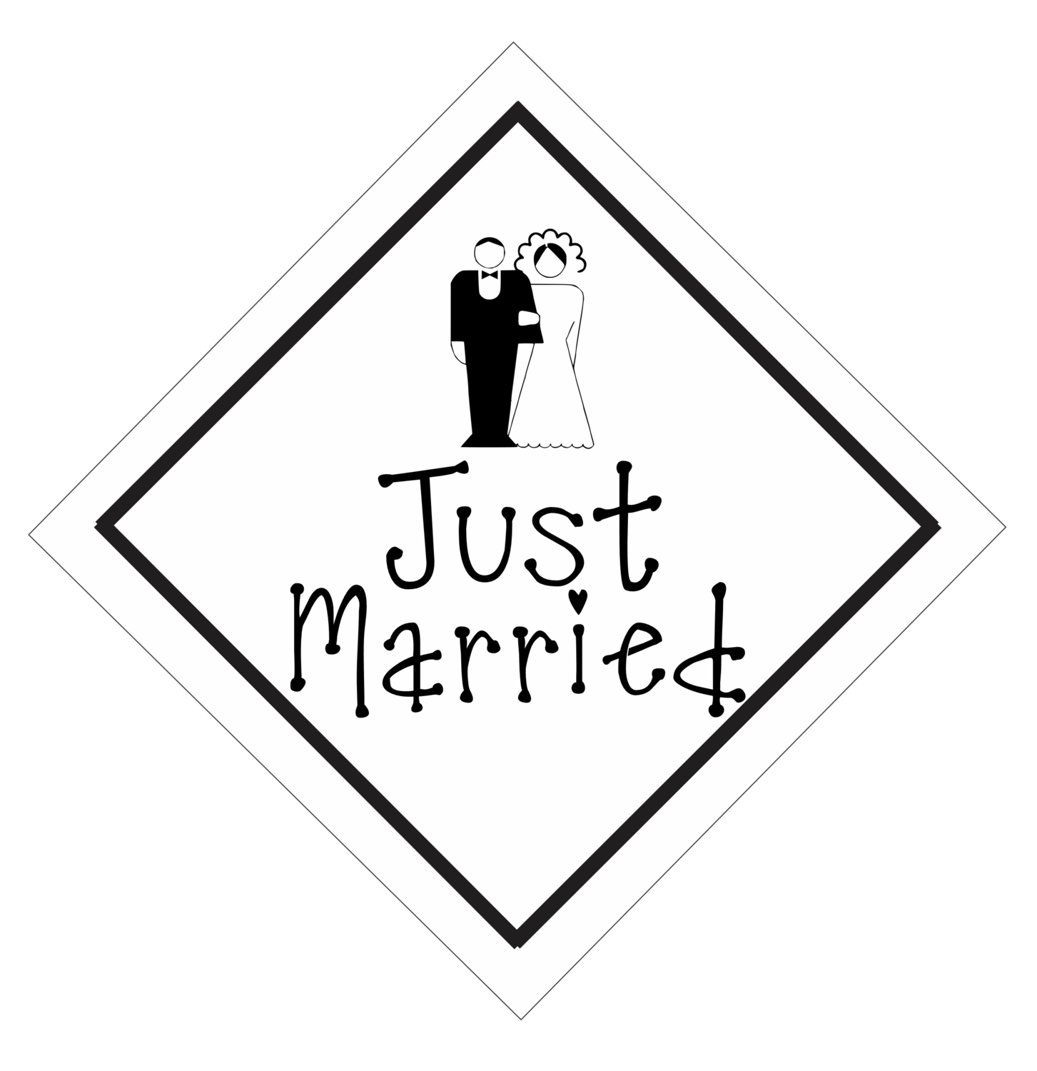 Just Married Car Sign or Sticker