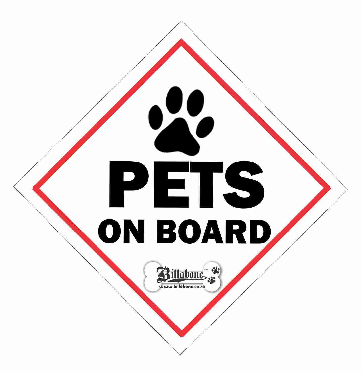 Pets On Board Car Sign or Sticker