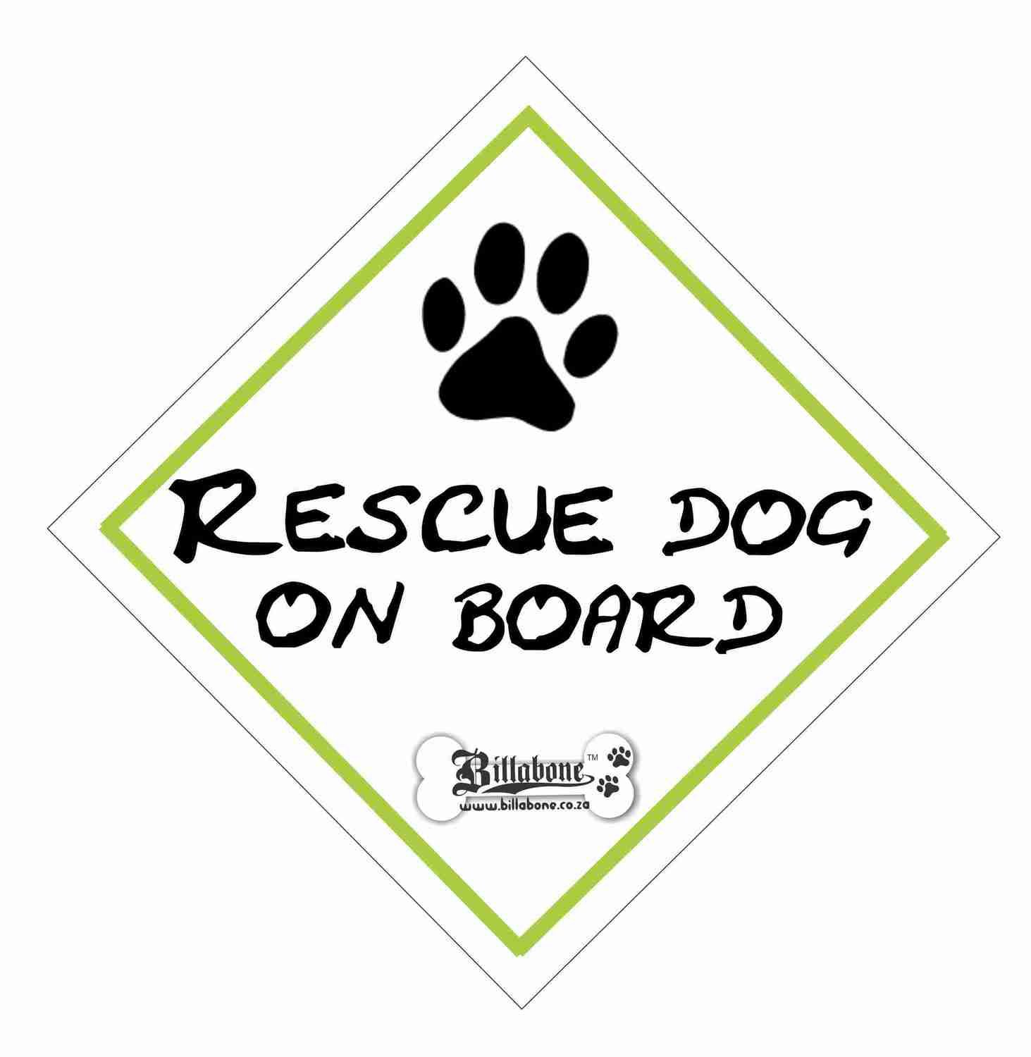 Rescue Dog On Board Car Sign or Sticker