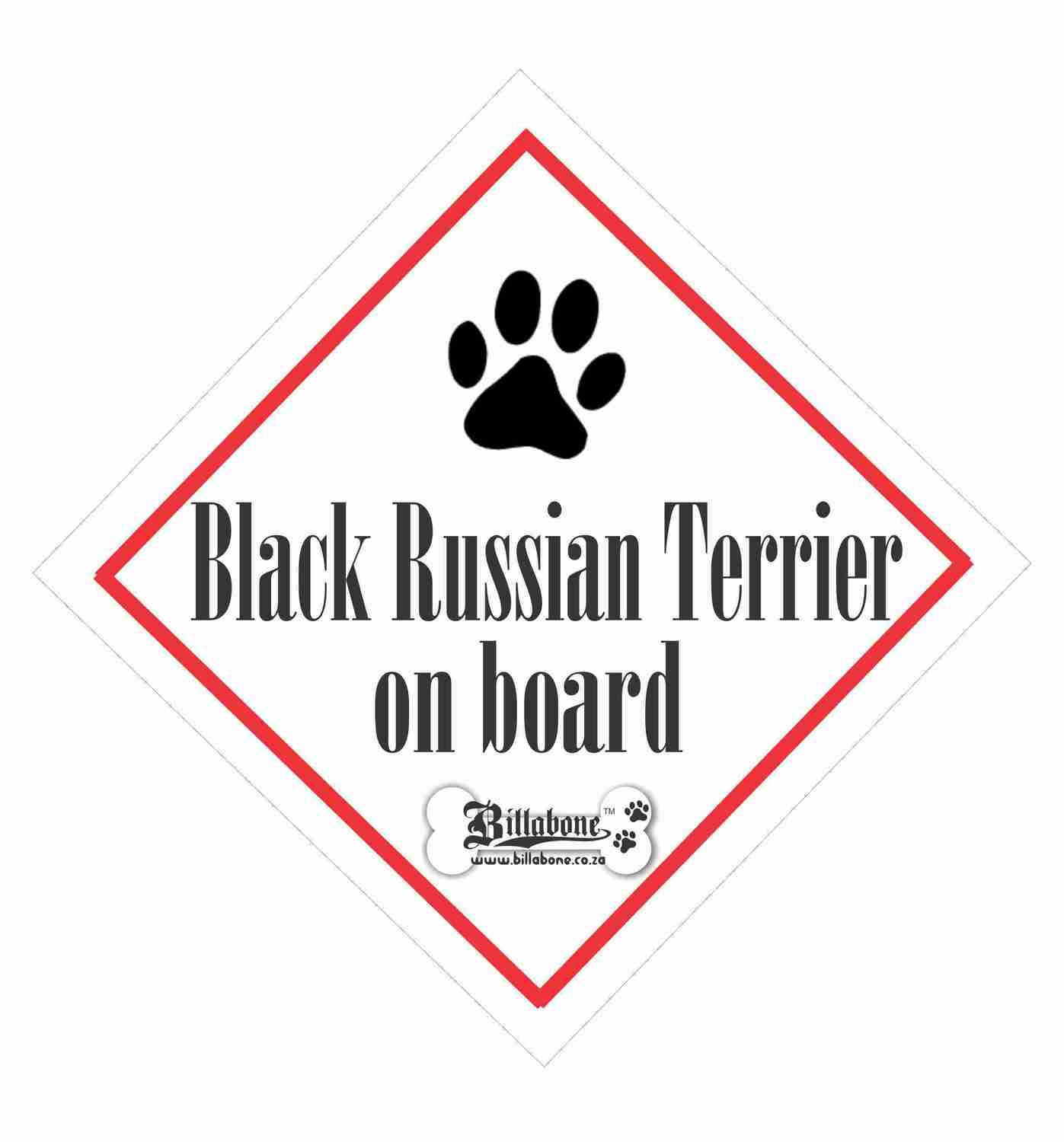 Black Russian Terrier Dog On Board Sign or Sticker