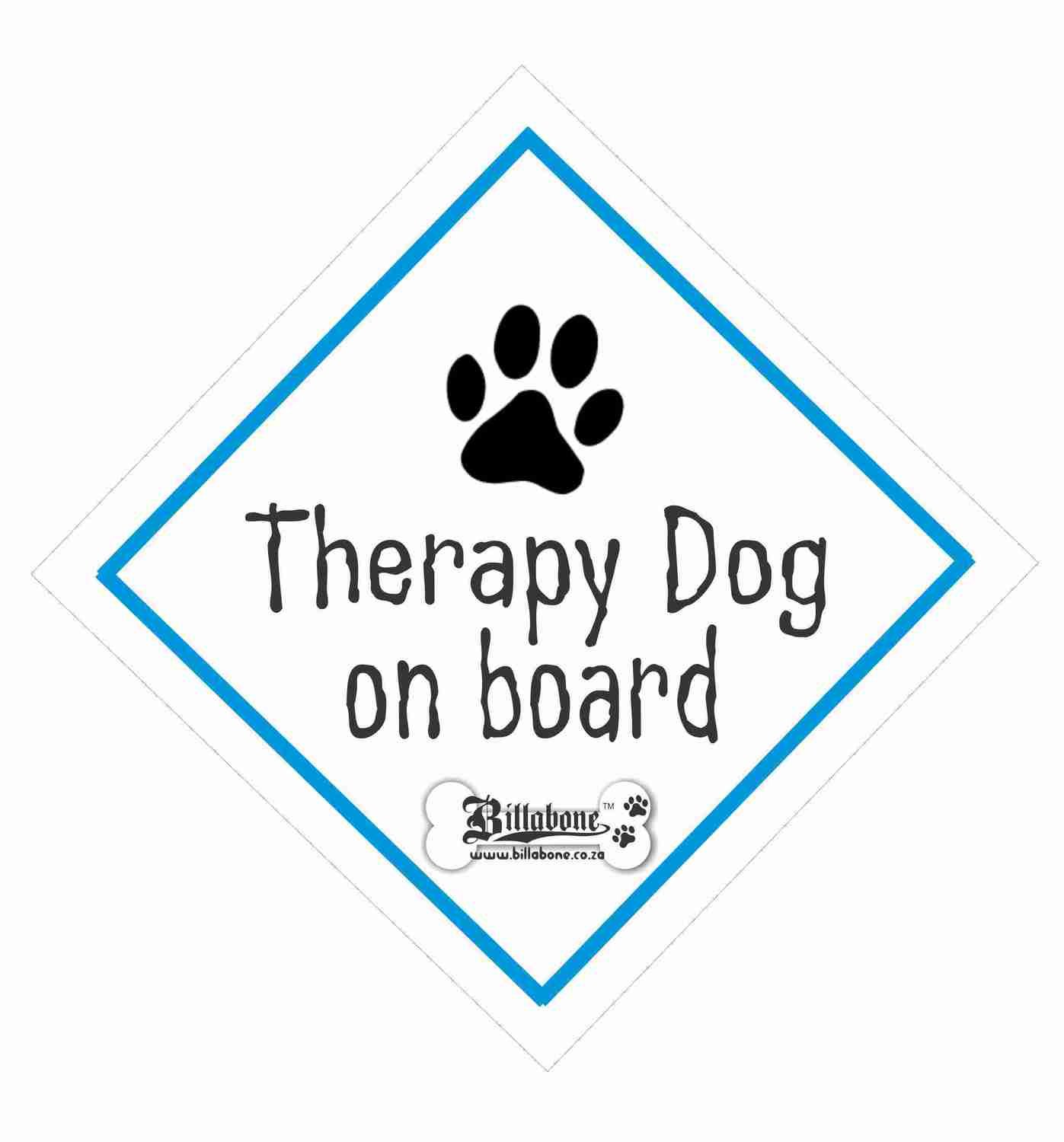Therapy Dog On Board Car Sign or Sticker