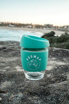 AUSMAP JOCO Reusable Glass Coffee Cup 12oz
