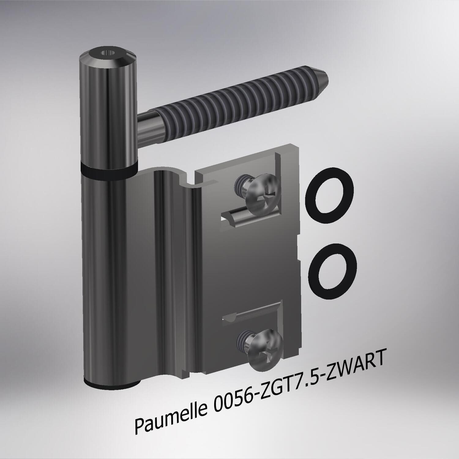 Paumelle 0056 Compleet, Zaagtand schroefdraad, Ring+Dop Zwart