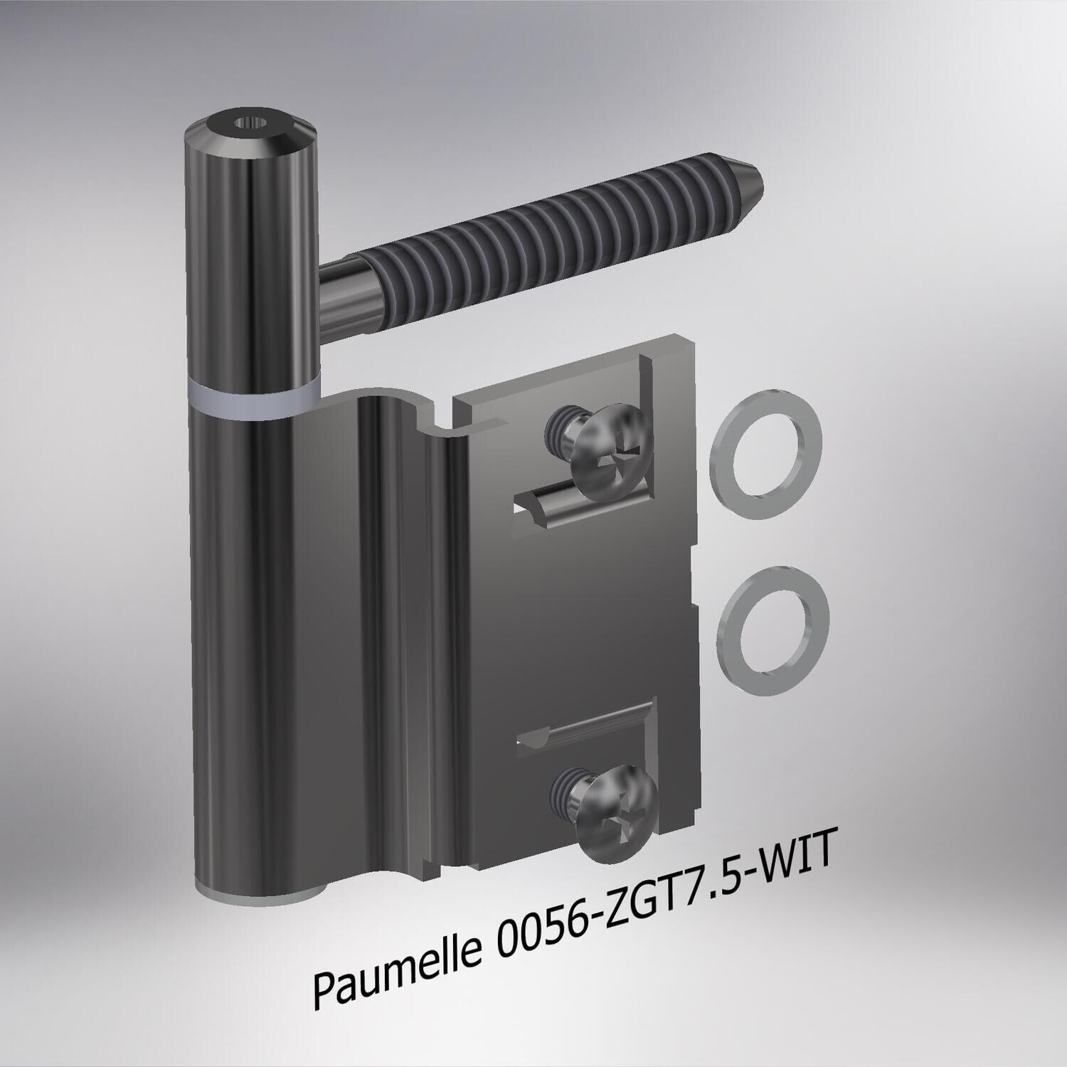 Paumelle 0056 Compleet, Zaagtand schroefdraad, Ring+Dop Wit