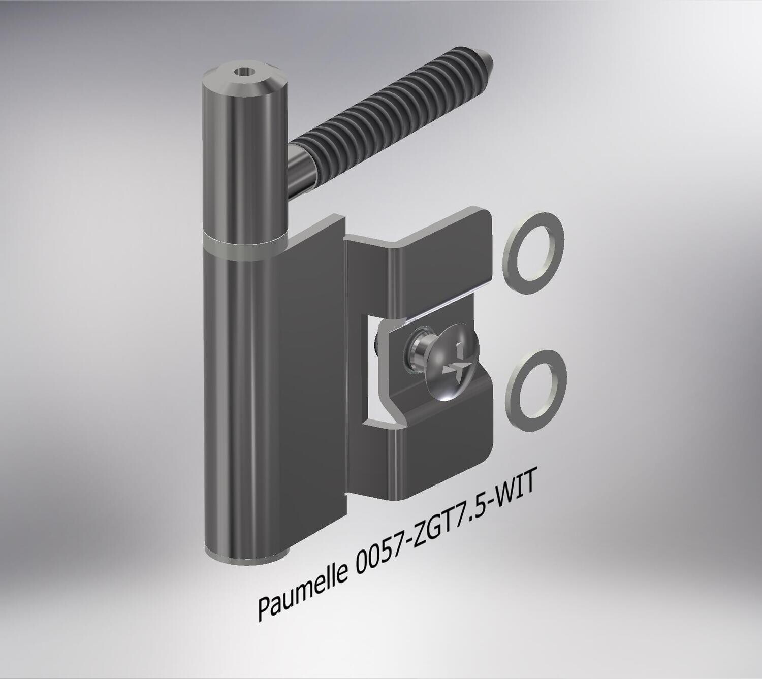Paumelle 0057 Compleet, Zaagtand schroefdraad, Ring+Dop Wit