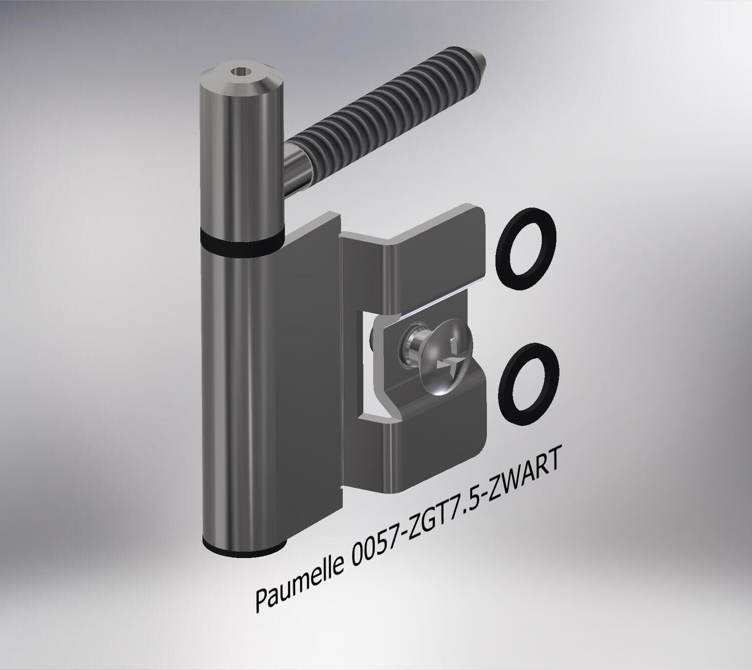 Paumelle 0057 Compleet, Zaagtand schroefdraad, Ring+Dop Zwart