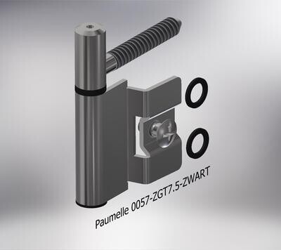 Paumelle 0057 Compleet, Zaagtand schroefdraad, Ring+Dop Zwart