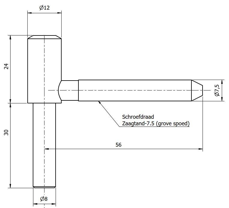 Paumelle 0056-0057 Deur-deel 12mm, ZGT schroefdraad, Ring Zwart