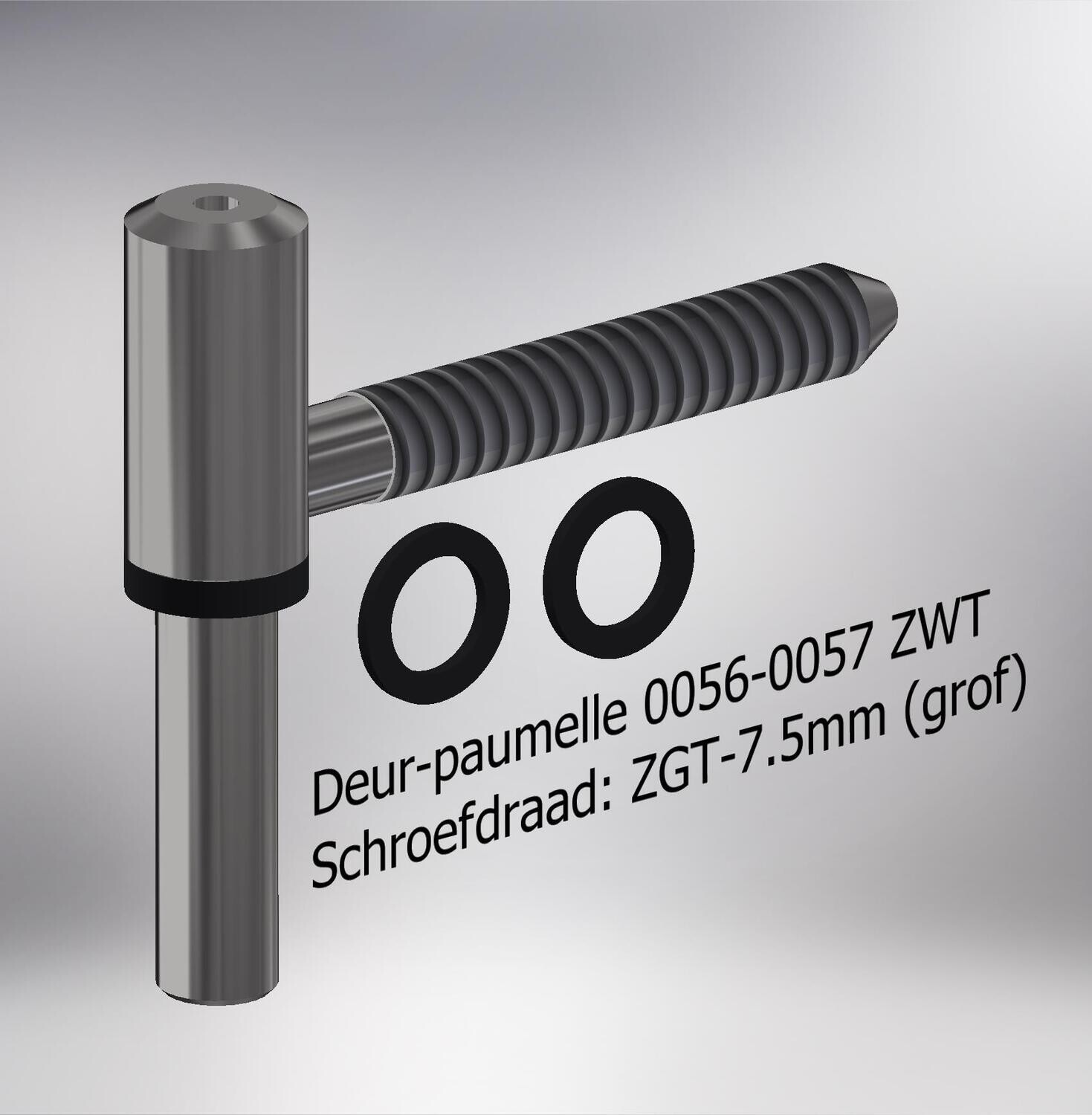 Paumelle 0056-0057 Deur-deel 12mm, ZGT schroefdraad, Ring Zwart