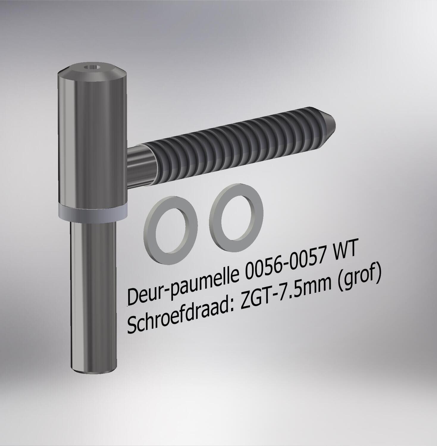 Paumelle 0056-0057 Deur-deel 12mm, ZGT schroefdraad, Ring Wit