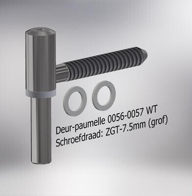 Paumelle 0056-0057 Deur-deel 12mm, ZGT schroefdraad, Ring Wit