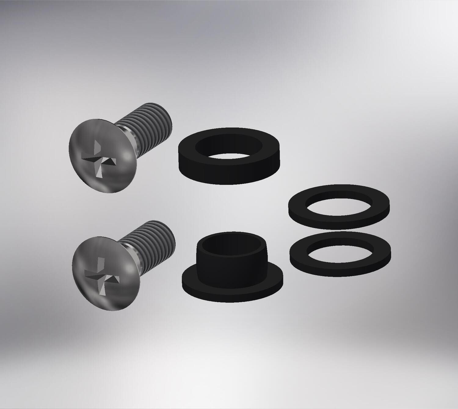 Paumelle 0056 Onderdelen-set, M5x12, Ring+Dop Zwart