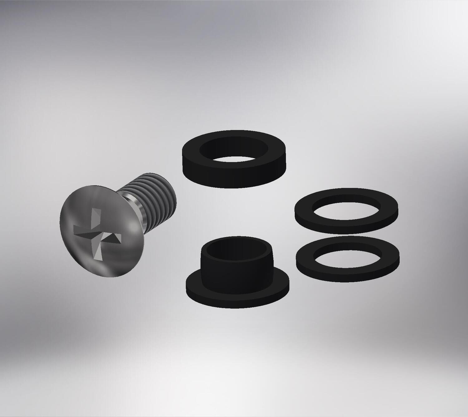 Paumelle 0057 Onderdelen-set, M6x12, Ring+Dop Zwart