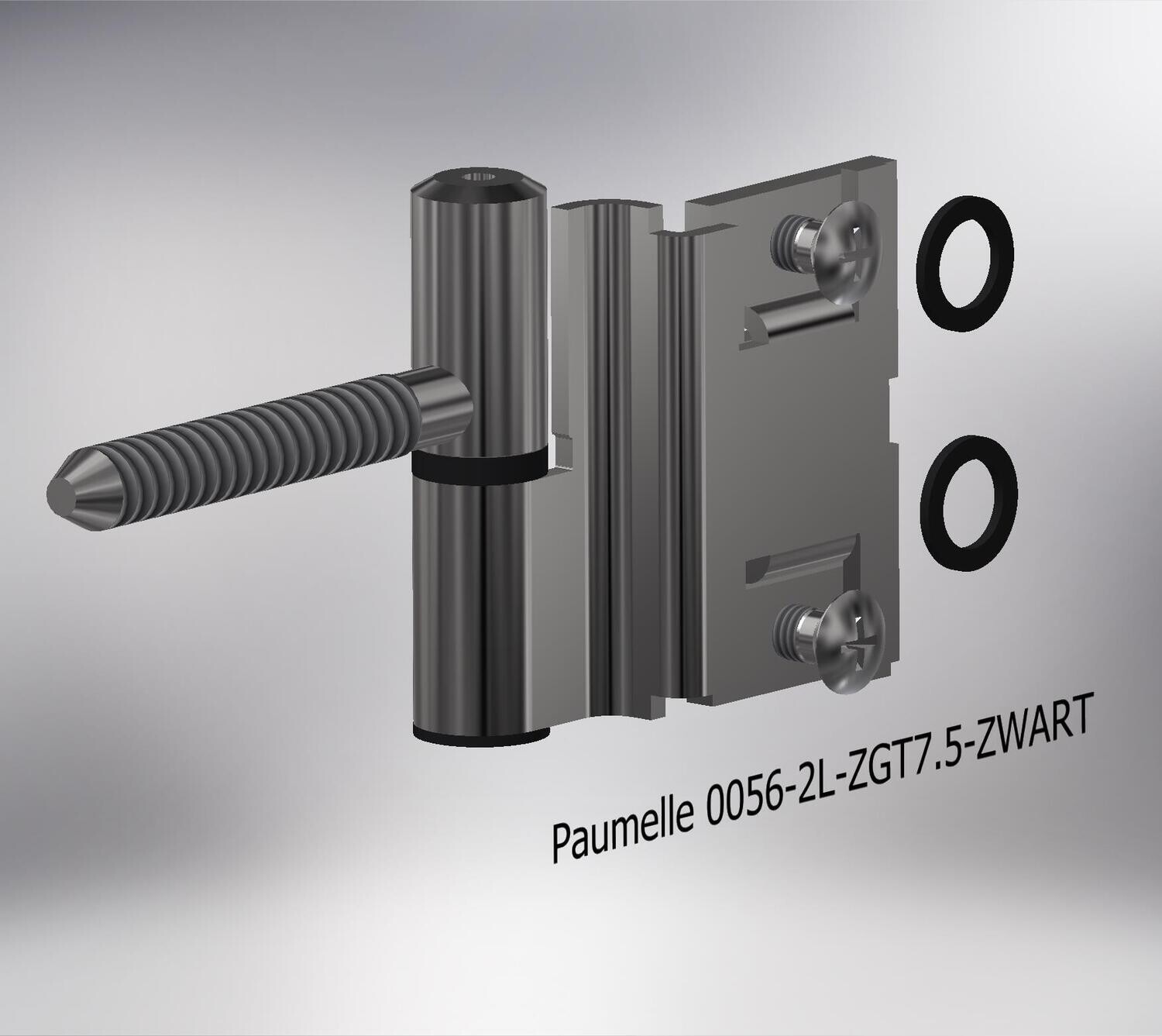 Paumelle 0056-2L Compleet, Zaagtand schroefdraad, Ring+Dop Zwart