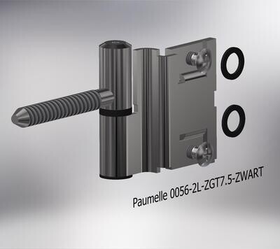 Paumelle 0056-2L Compleet, Zaagtand schroefdraad, Ring+Dop Zwart