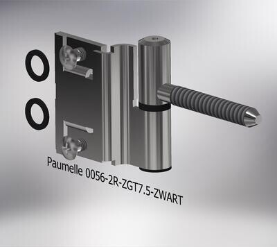 Paumelle 0056-2R Compleet, Zaagtand schroefdraad, Ring+Dop Zwart