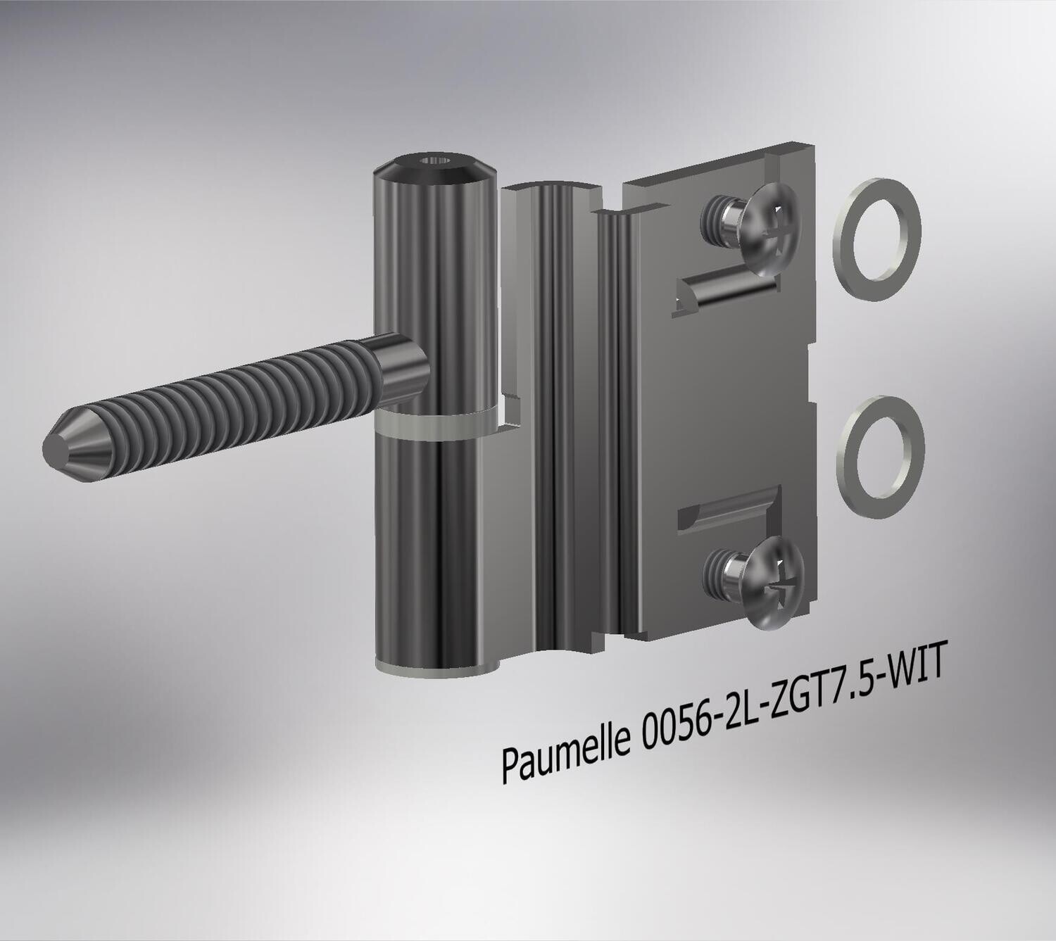 Paumelle 0056-2L Compleet, Zaagtand schroefdraad, Ring+Dop Wit