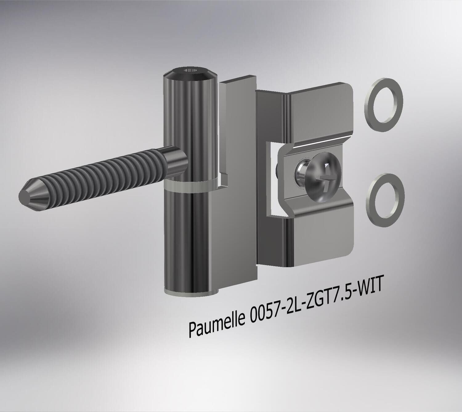 Paumelle 0057-2L Compleet, Zaagtand schroefdraad, Ring+Dop Wit