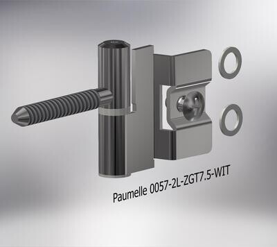 Paumelle 0057-2L Compleet, Zaagtand schroefdraad, Ring+Dop Wit