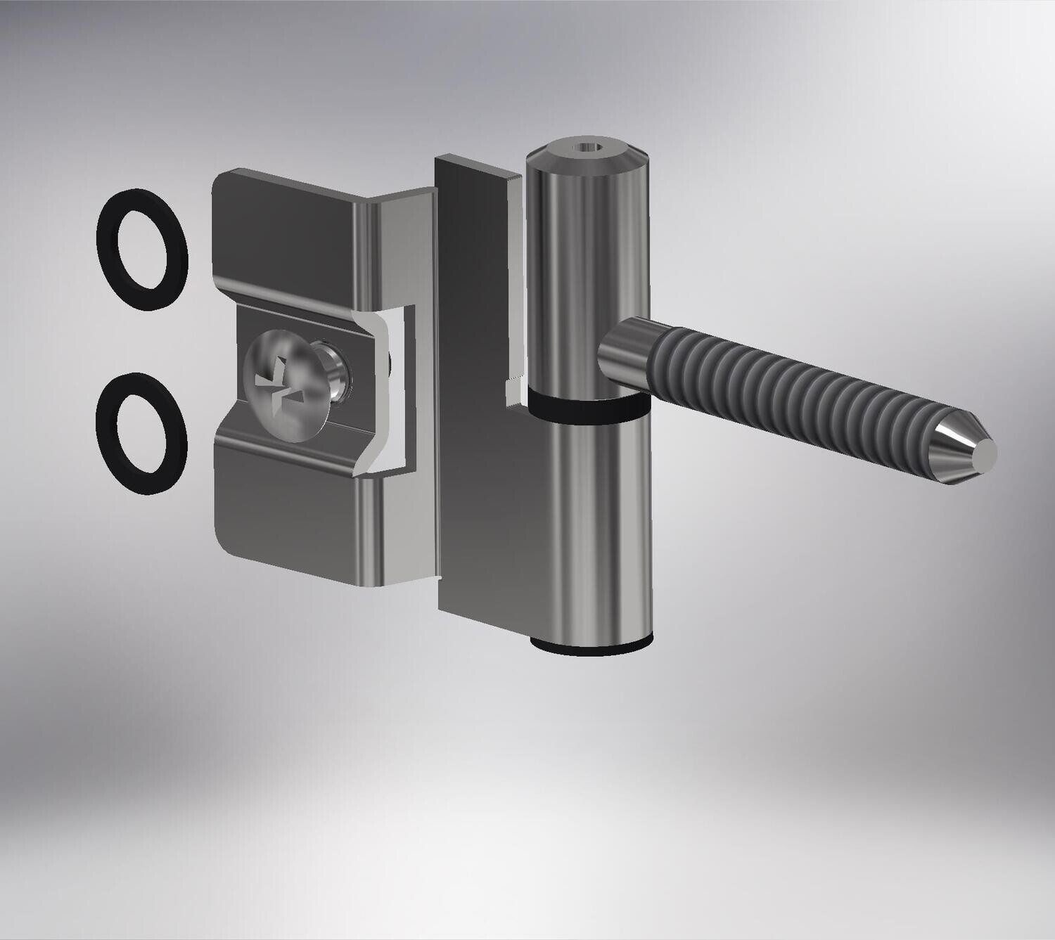 Paumelle 0057-2R Compleet, Zaagtand schroefdraad, Ring+Dop Zwart