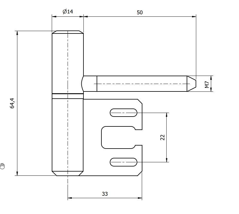 Paumelle 0060-14 Compleet, M7, Ring zwart, Vernikkeld