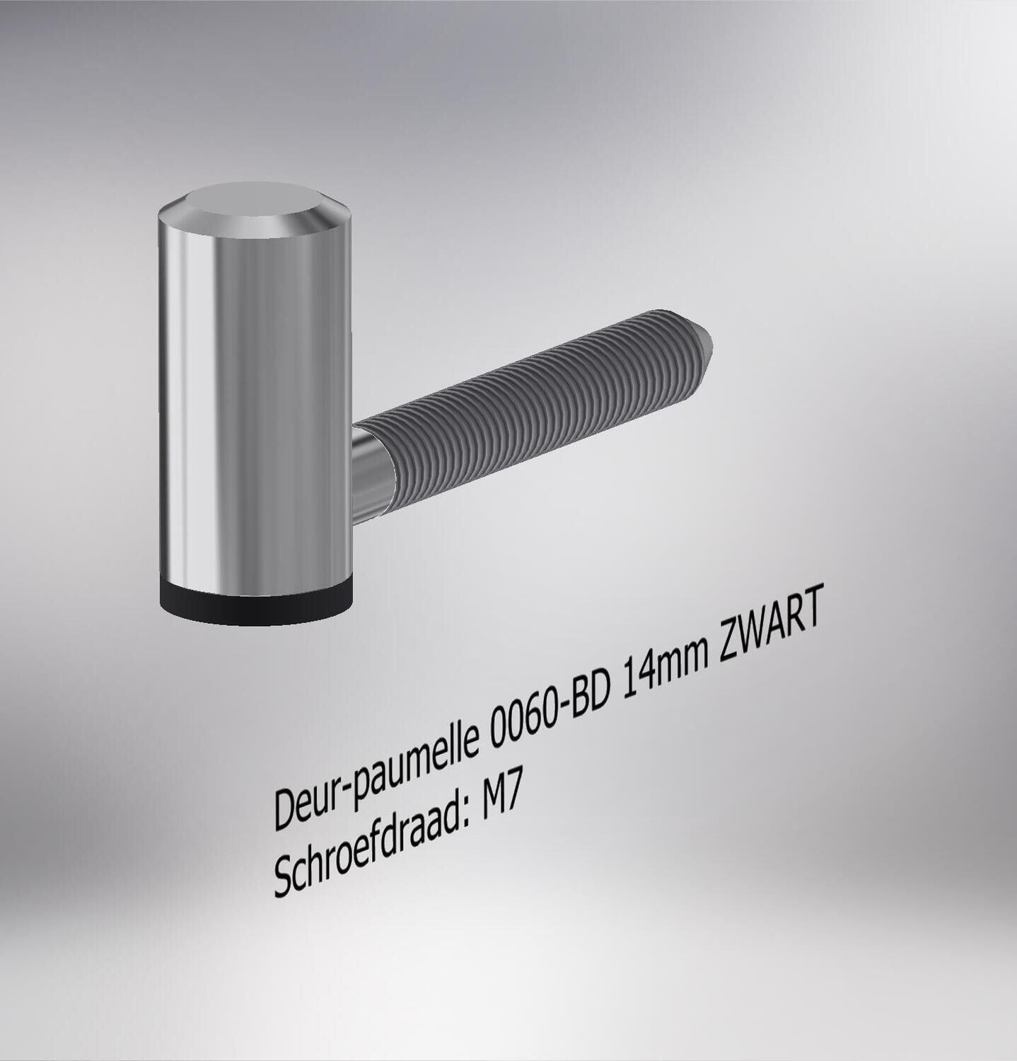 Paumelle 0060 Deur-deel 14mm, M7 schroefdraad, Ring Zwart