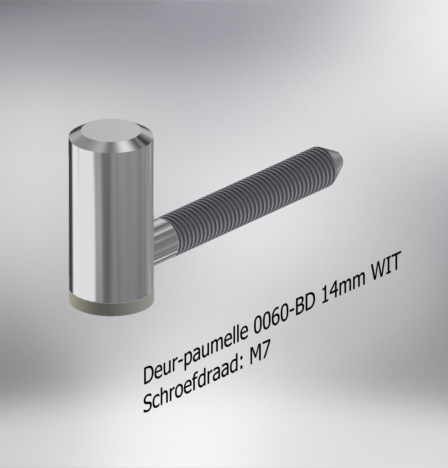 Paumelle 0060 Deur-deel 14mm, M7 schroefdraad, Ring Wit