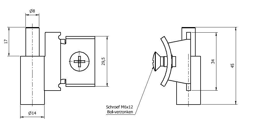 Paumelle 0061-2R Kozijn-Org, Verzinkt