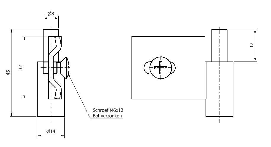 Paumelle 0063-2R, Kozijn-Org, Satin-Chroom