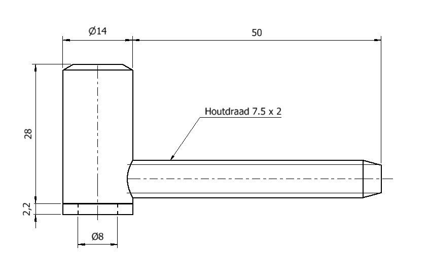 Paumelle 0060-BD Deur-deel 14mm, Houtdraad 7.5x2, Ring Wit