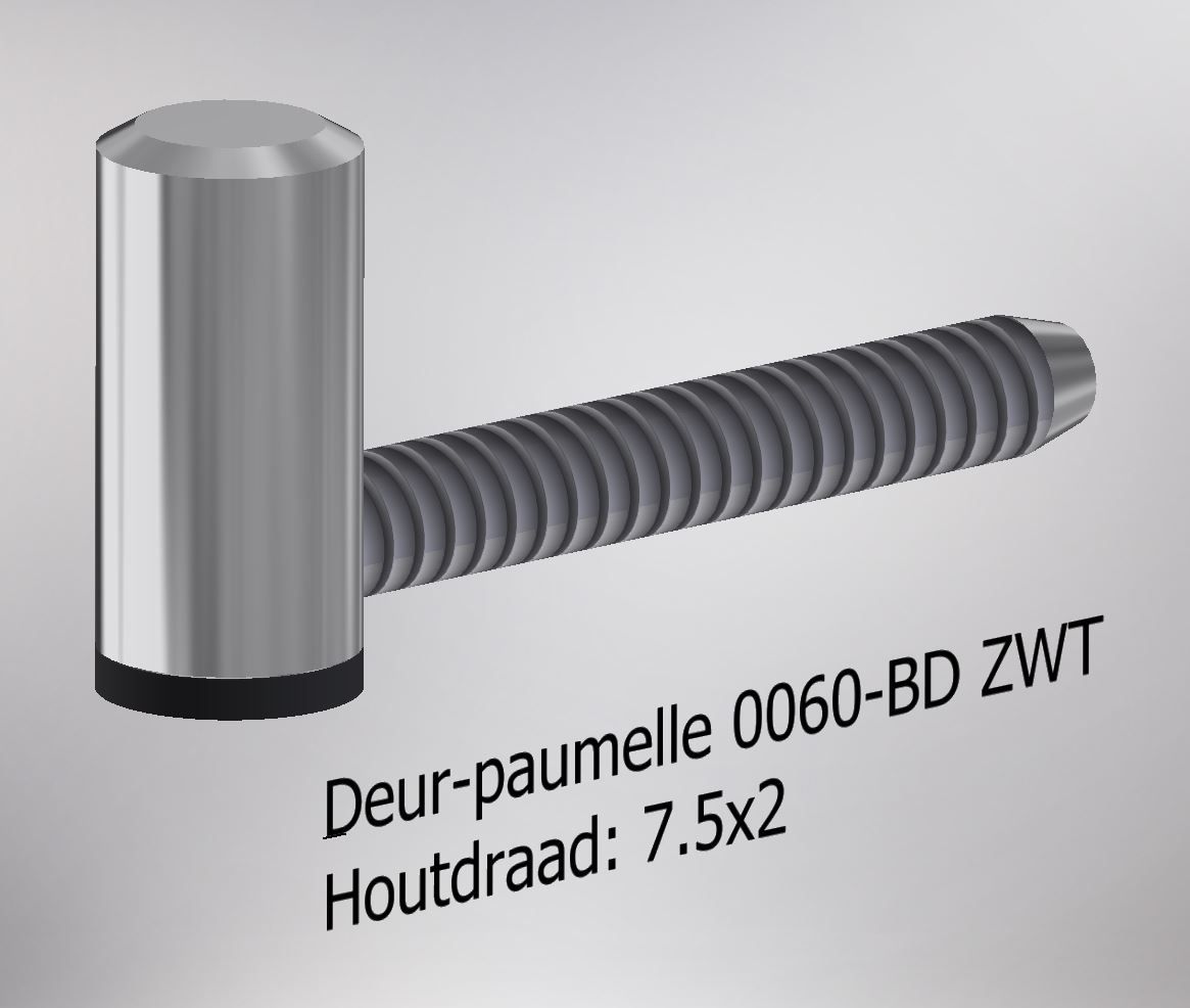 Paumelle 0060-BD Deur-deel 14mm, Houtdraad 7.5x2, Ring Zwart