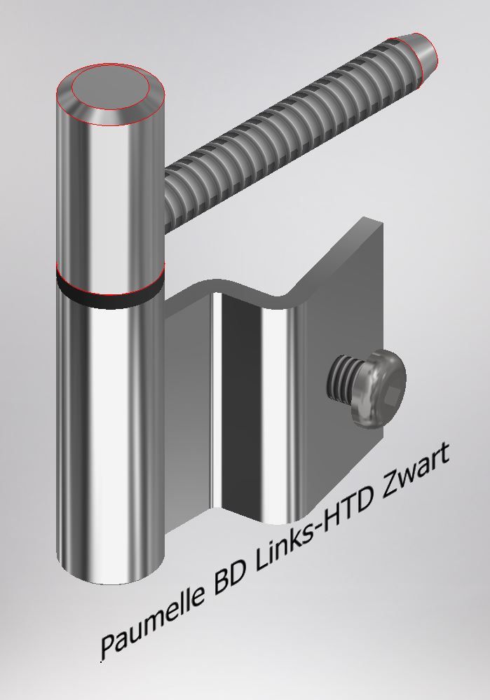 Paumelle BD-Links, Houtdraad 7.5x2, Ring Zwart