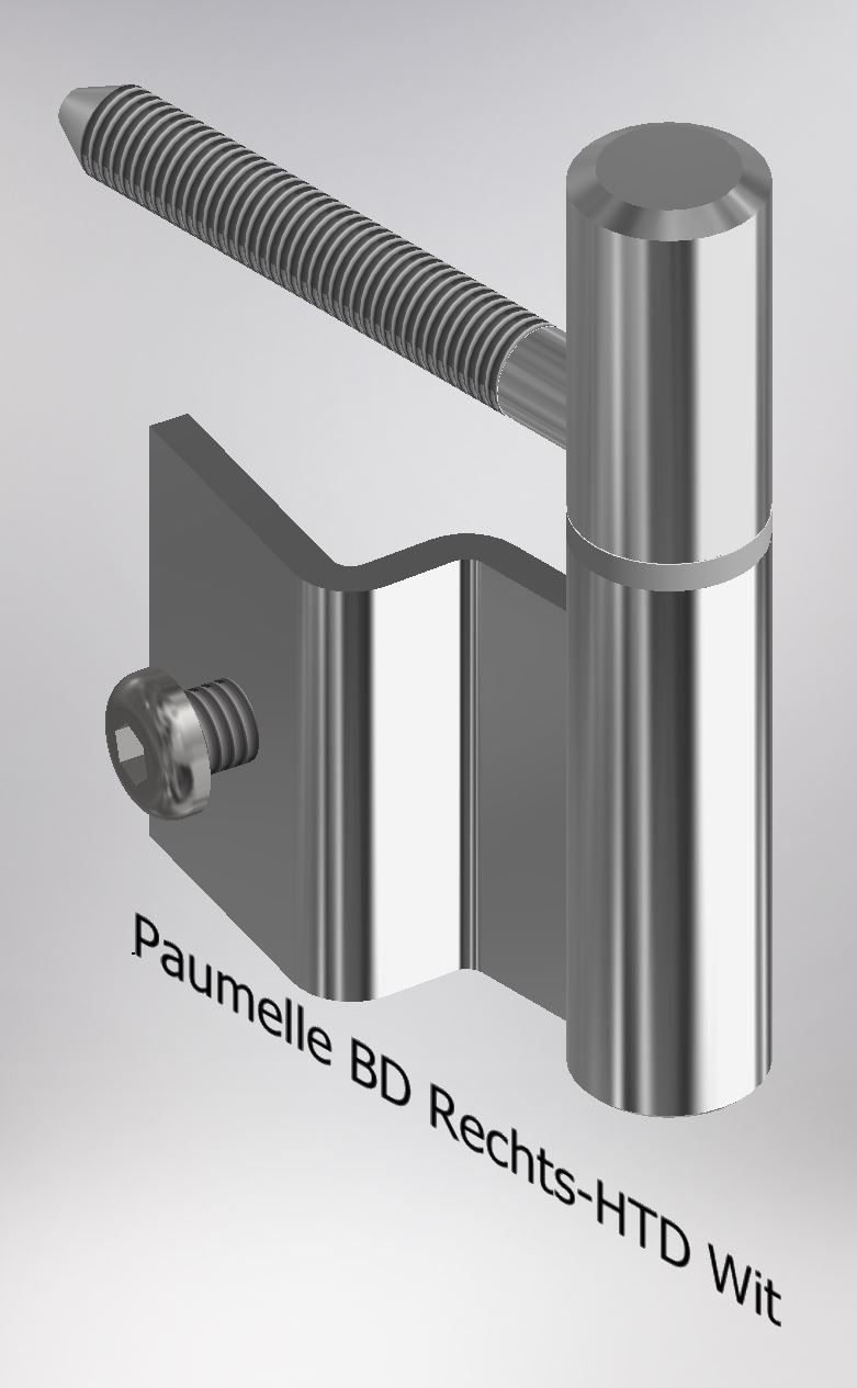 Paumelle BD-Rechts, Houtdraad 7.5x2, Ring Wit